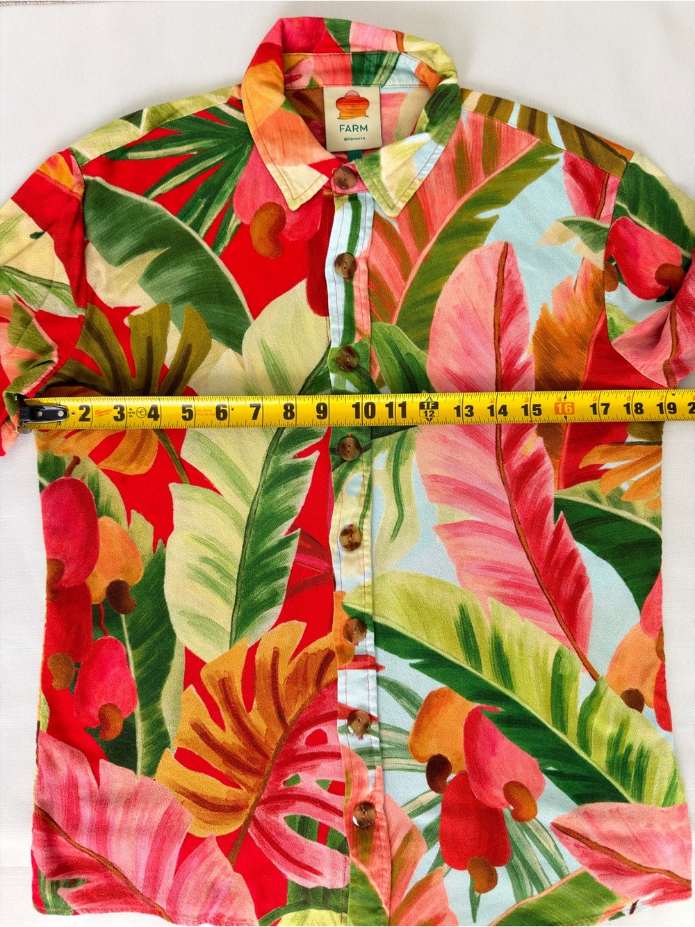 Farm Rio Tropical Print Button Up Shirt XS Rayon Unisex - Picture 4 of 10
